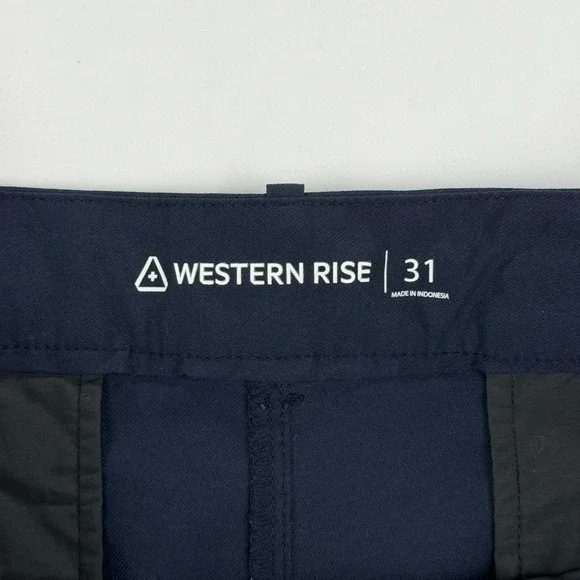 Western Rise Evolution Shorts Mens 31W Navy Blue Chino Performance Stretch 7" - Picture 4 of 8